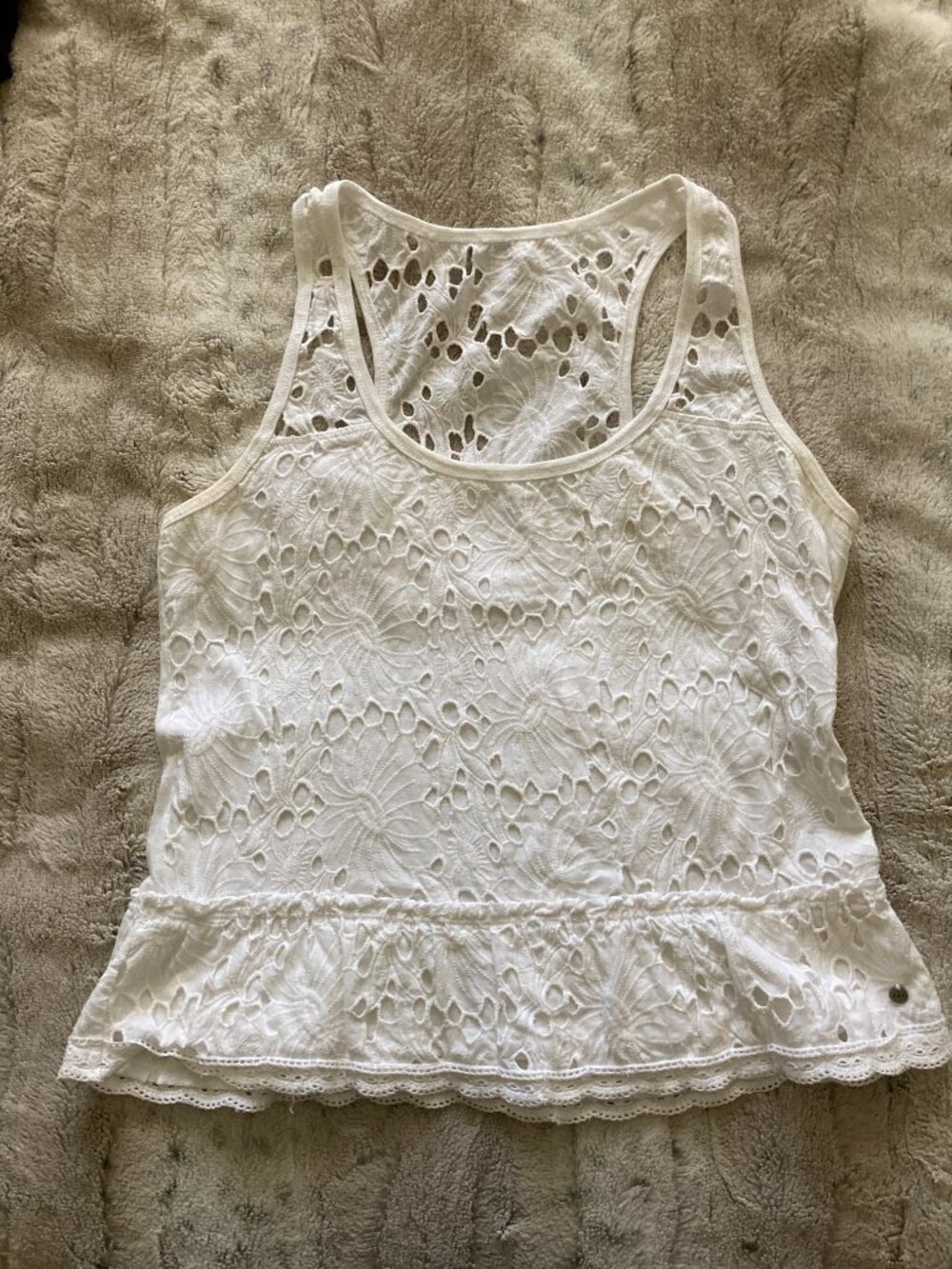 Abercrombie White Eyelet Tank Top